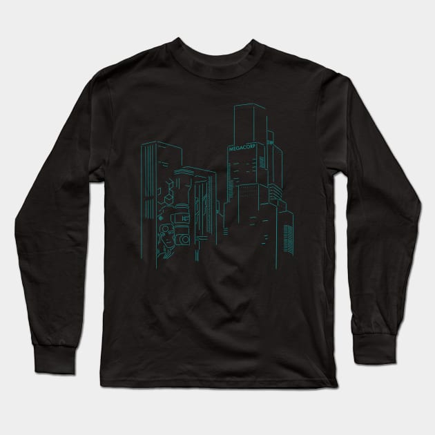 Cyberpunk City Long Sleeve T-Shirt by zody